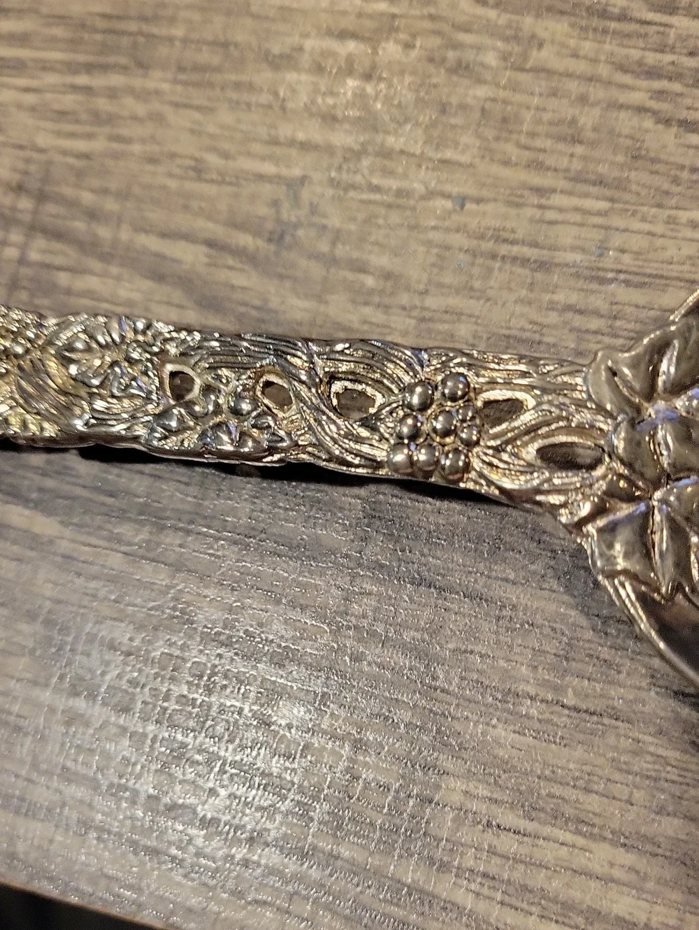 Antique Silver Grapevine Pattern Serving Spoon, Godinger,EUC Stunning